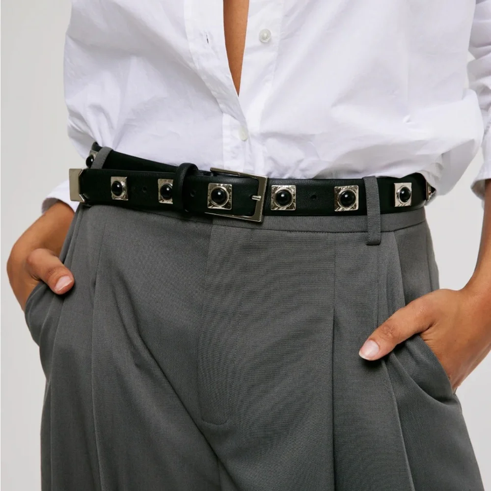AUREUM Black and Silver Women's Belt - Picture 2 of 11
